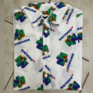 Nintendo 64 Button Down Casual Short Sleeve Tee - EUC!